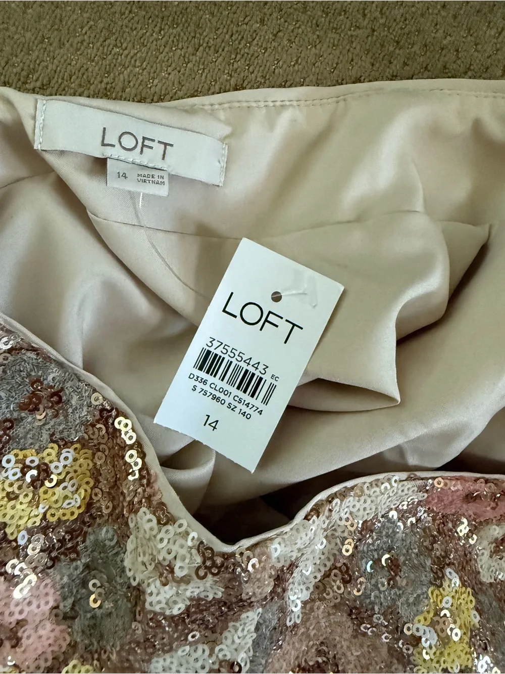 LOFT Pink Multi Floral Sequin Mini Skirt
